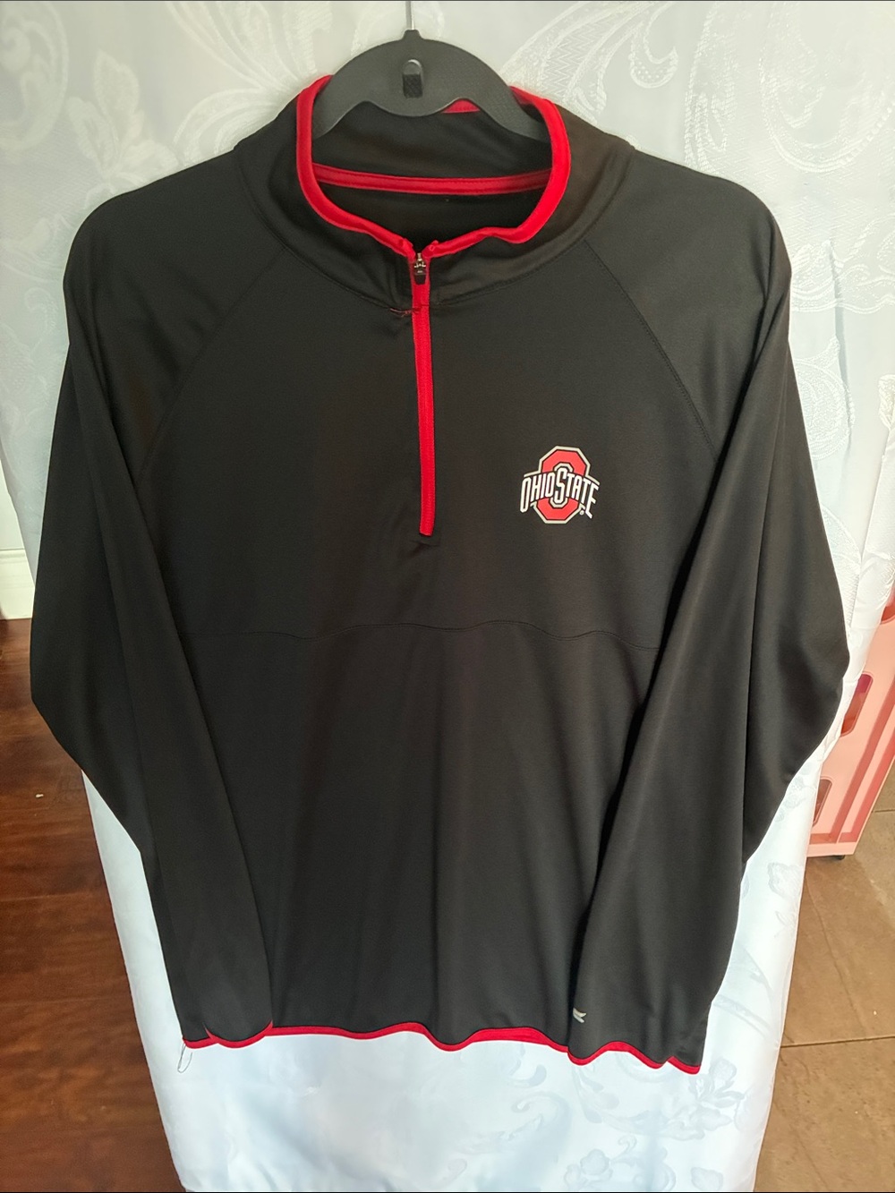 Ohio State Colosseum Black Jacket with Red Zipper Trim